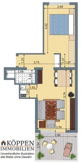 Nette 2-Zi.-DG-Wohnung mit großer Dachterrasse in Stetten i. R. – Bild 3