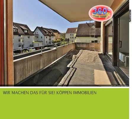 Sofort frei - Untertürkheim-Luginsland, helle 3 Zi.-Wohnung ca. 100 m² mit grossem Südbalkon