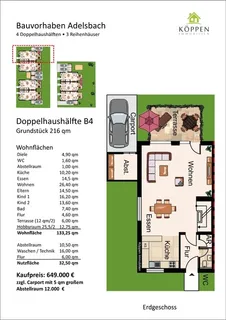 Attraktives Doppelhaushälfte 133 m² Wfl., Wohn- und Nutzfläche 178,  Winnenden, Adelsbach – Bild 3