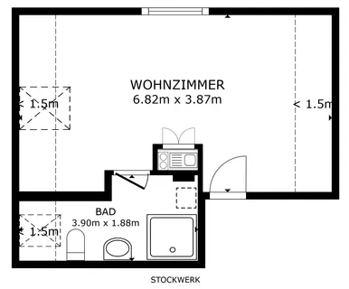 Bad Cannstatt, teilmöblierte 1-Zi.-DG-Wohnung mit Kochnische und Bad (ohne Balkon) – Bild 2