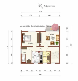 1-Fam.-Haus mit ELW, Hauptwhg,  5 Zi., Balkon - 88 qm •  ELW 3 Zi., Balkon - 60 qm. in Leutenbach – Bild 4
